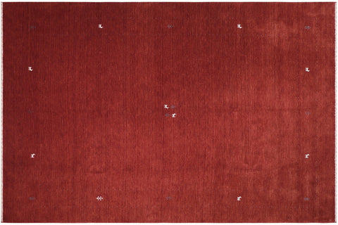 handmade Modern Gabbeh Rust Rust Hand-made RECTANGLE 100% WOOL area rug 9x12
