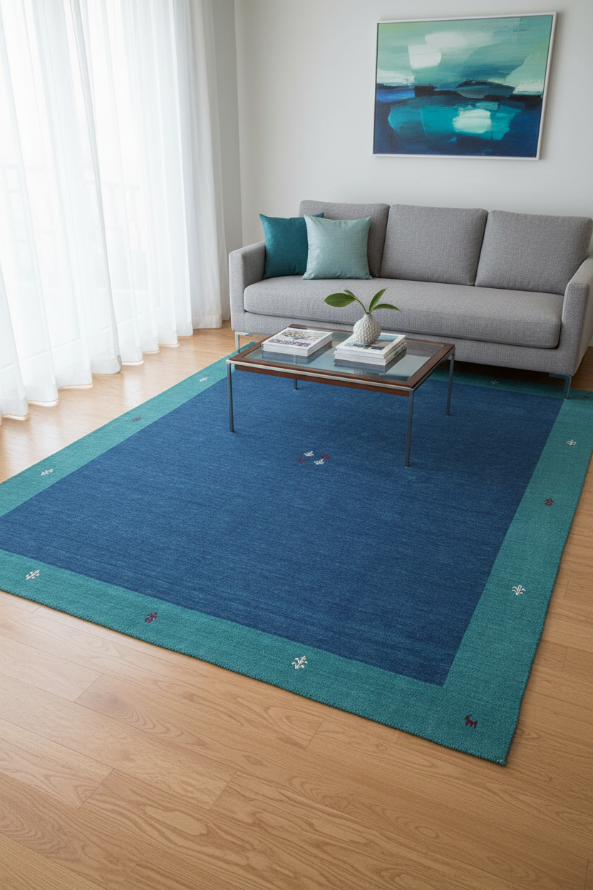 handmade Modern Gabbeh Grayish Blu Bluish Gray Hand-made RECTANGLE 100% WOOL area rug 8x10