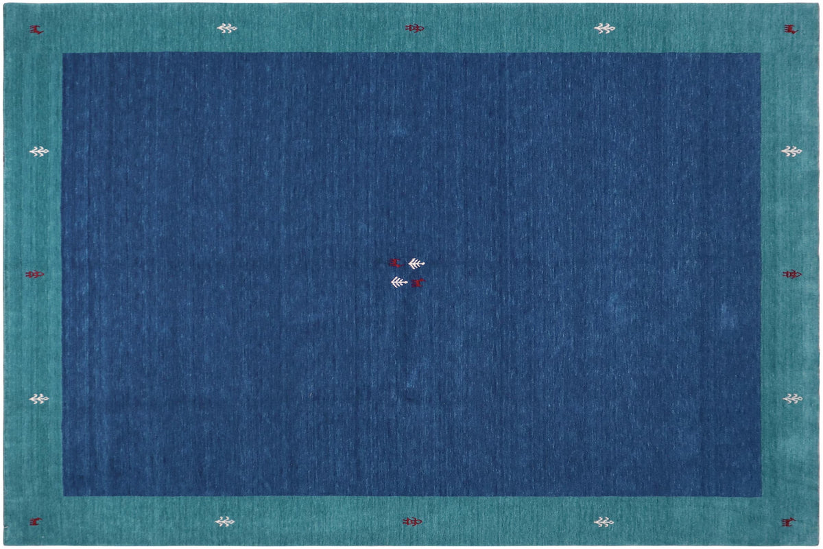 handmade Modern Gabbeh Blue Green Hand-made RECTANGLE 100% WOOL area rug 8x10