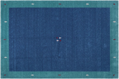 handmade Modern Gabbeh Blue Green Hand-made RECTANGLE 100% WOOL area rug 8x10