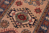 handmade Geometric Kazak Peach light Blue Hand-made RUNNER 100% WOOL area rug 3x10