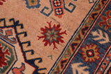 handmade Geometric Kazak Peach light Blue Hand-made RUNNER 100% WOOL area rug 3x10