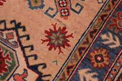 handmade Geometric Kazak Peach light Blue Hand-made RUNNER 100% WOOL area rug 3x10