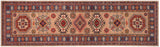 handmade Geometric Kazak Peach light Blue Hand-made RUNNER 100% WOOL area rug 3x10