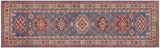 handmade Geometric Kazak light Blue Beige Hand-made RUNNER 100% WOOL area rug 3x10