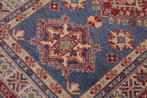 handmade Geometric Kazak light Blue Beige Hand-made RUNNER 100% WOOL area rug 3x10