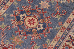 handmade Geometric Kazak light Blue Beige Hand-made RUNNER 100% WOOL area rug 3x10