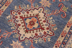 handmade Geometric Kazak light Blue Beige Hand-made RUNNER 100% WOOL area rug 3x10