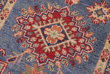 handmade Geometric Kazak light Blue Beige Hand-made RUNNER 100% WOOL area rug 3x10