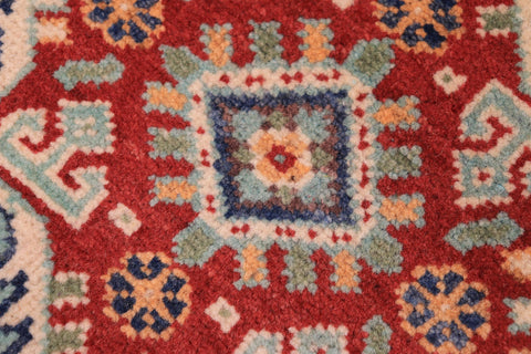 handmade Geometric Kazak light Green Beige Hand-made RUNNER 100% WOOL area rug 3x10