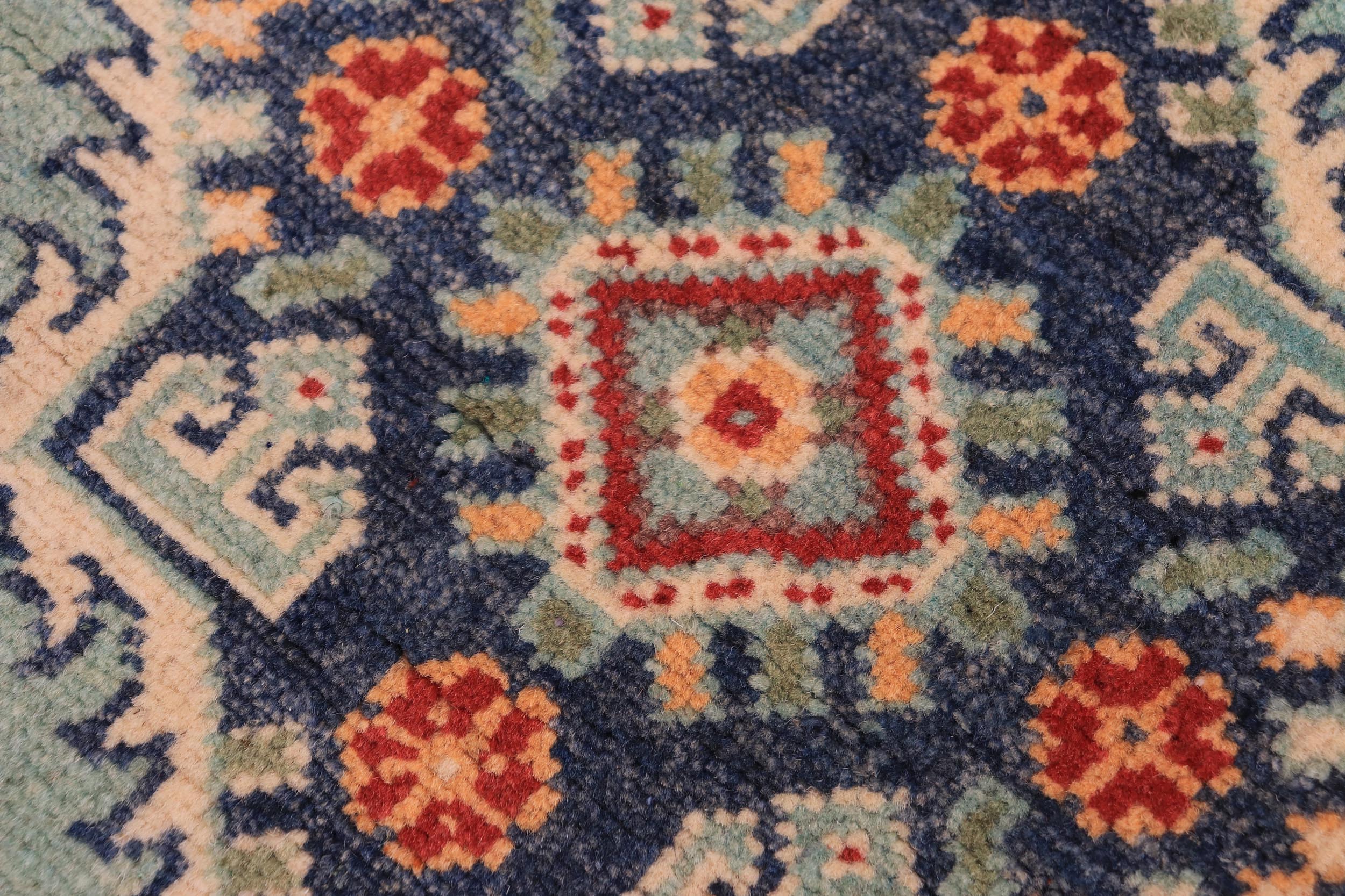 handmade Geometric Kazak light Green Beige Hand-made RUNNER 100% WOOL area rug 3x10