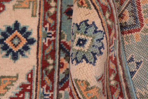 handmade Geometric kazak Gray Beige Hand-made RUNNER 100% WOOL area rug 3x17