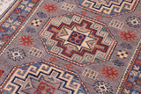 handmade Geometric Kazak Gray light Blue Hand-made RUNNER 100% WOOL area rug 3x10