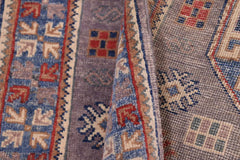 handmade Geometric Kazak Gray light Blue Hand-made RUNNER 100% WOOL area rug 3x10