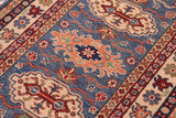 handmade Geometric Kazak light Blue Beige Hand-made RUNNER 100% WOOL area rug 3x10