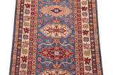 handmade Geometric Kazak light Blue Beige Hand-made RUNNER 100% WOOL area rug 3x10