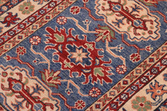 handmade Geometric Kazak light Blue Beige Hand-made RUNNER 100% WOOL area rug 3x10