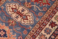 handmade Geometric Kazak light Blue Beige Hand-made RUNNER 100% WOOL area rug 3x10