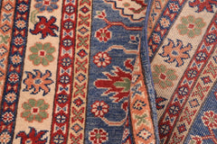 handmade Geometric Kazak light Blue Beige Hand-made RUNNER 100% WOOL area rug 3x10