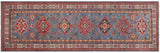 handmade Geometric Kazak light Blue Beige Hand-made RUNNER 100% WOOL area rug 3x10