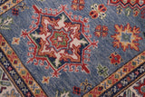 handmade Geometric Kazak light Blue Beige Hand-made RUNNER 100% WOOL area rug 3x10