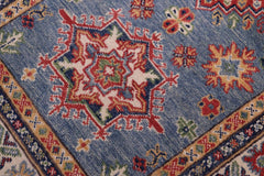 handmade Geometric Kazak light Blue Beige Hand-made RUNNER 100% WOOL area rug 3x10