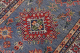handmade Geometric Kazak light Blue Beige Hand-made RUNNER 100% WOOL area rug 3x10