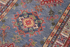 handmade Geometric Kazak light Blue Beige Hand-made RUNNER 100% WOOL area rug 3x10