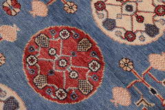 handmade Geometric Kazak light Blue Beige Hand-made RUNNER 100% WOOL area rug 3x14