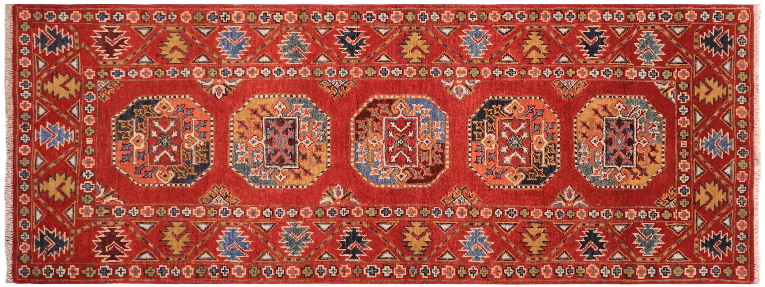 handmade Geometric Ersari Rust Rust Hand-made RUNNER 100% WOOL area rug 3' x 6'