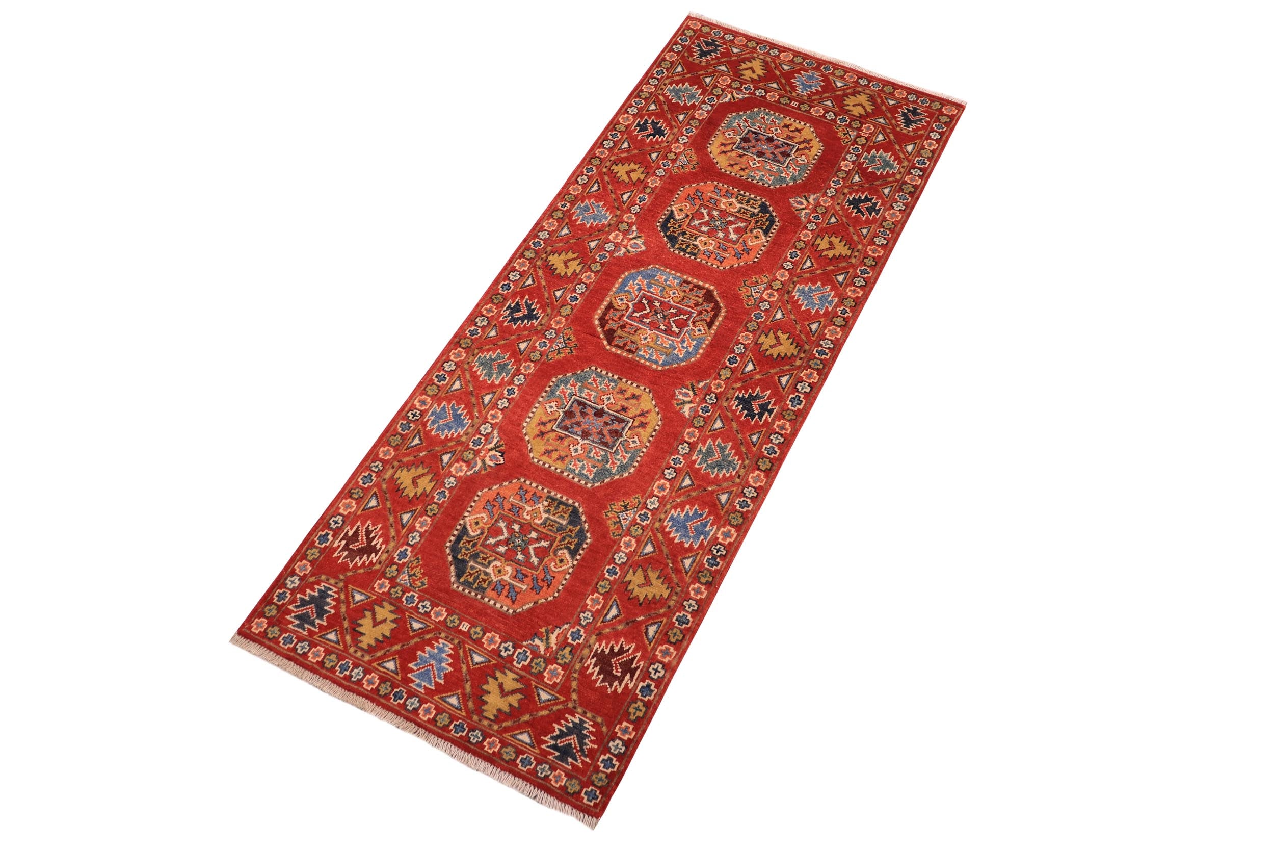 handmade Geometric Ersari Rust Rust Hand-made RUNNER 100% WOOL area rug 3' x 6'