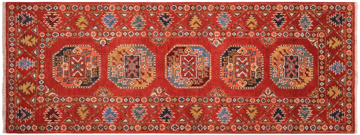 handmade Geometric Ersari Rust Rust Hand-made RUNNER 100% WOOL area rug 3' x 6'