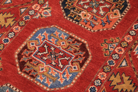 handmade Geometric Ersari Rust Rust Hand-made RUNNER 100% WOOL area rug 3' x 6'