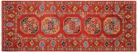 handmade Geometric Ersari Rust Rust Hand-made RUNNER 100% WOOL area rug 3' x 6'