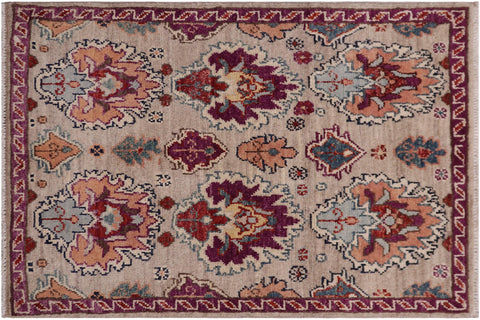 handmade Transitional Caucasian Gray Purple Hand-made RECTANGLE 100% WOOL area rug 2' x 3'