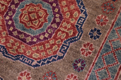 handmade Geometric Mamluk Lt. Brown Green Hand Knotted RECTANGLE 100% WOOL area rug 2 x 3