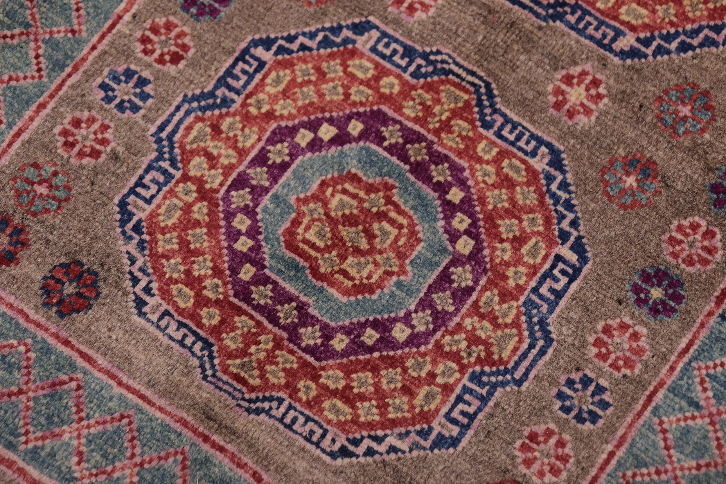 handmade Geometric Mamluk Lt. Brown Green Hand Knotted RECTANGLE 100% WOOL area rug 2 x 3