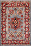 handmade Geometric Kazak Lt. Blue Red Hand-made RECTANGLE 100% WOOL area rug 2' x 3'