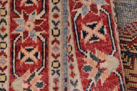 handmade Geometric Kazak Lt. Blue Red Hand-made RECTANGLE 100% WOOL area rug 2'X3'