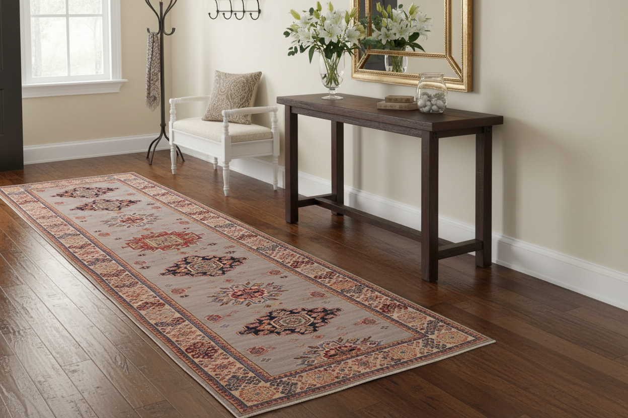 handmade Geometric kazak Gray Beige Hand-made RUNNER 100% WOOL area rug 3x17