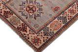 handmade Geometric kazak Gray Beige Hand-made RUNNER 100% WOOL area rug 3x17
