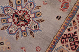 handmade Geometric kazak Gray Beige Hand-made RUNNER 100% WOOL area rug 3x17