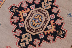 handmade Geometric kazak Gray Beige Hand-made RUNNER 100% WOOL area rug 3x17