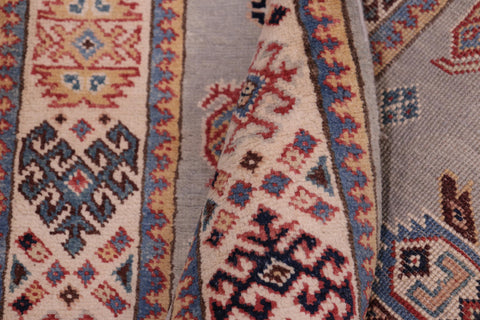 handmade Geometric Kazak Red Ivory Hand Knotted RUNNER 100% WOOL area rug 2x10