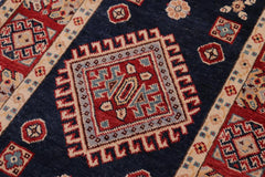 handmade Geometric kazak Blue Red Hand-made RUNNER 100% WOOL area rug 2x10