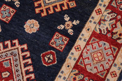handmade Geometric kazak Blue Red Hand-made RUNNER 100% WOOL area rug 2x10
