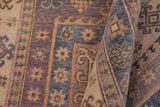 handmade Geometric Kazak Lt. Gray Lt. Blue Hand-made RECTANGLE 100% WOOL area rug 4' x 6'
