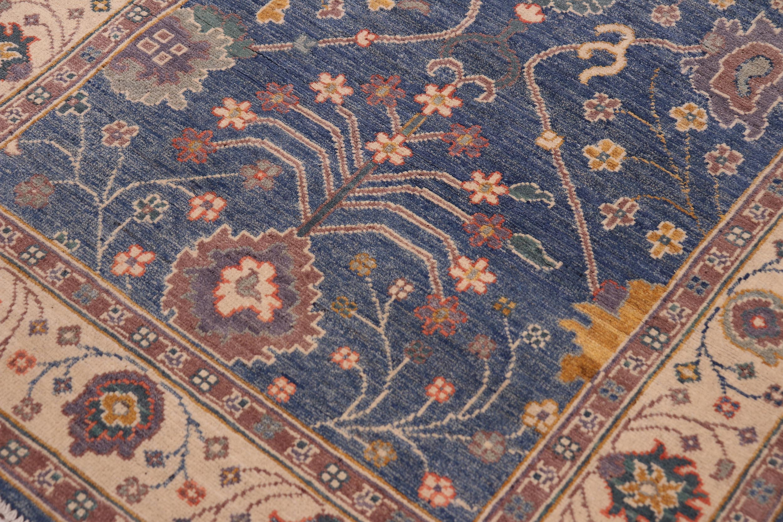 handmade Geometric Kazak Lt. Blue Beige Hand-made RECTANGLE 100% WOOL area rug 4'X6'