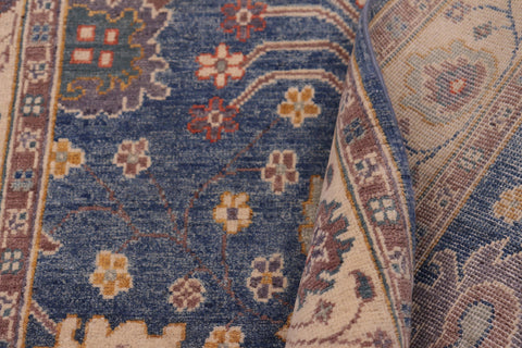 handmade Geometric Kazak Lt. Blue Beige Hand-made RECTANGLE 100% WOOL area rug 4'X6'