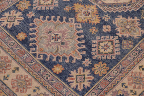 handmade Geometric Kazak Lt. Blue Beige Hand-made RECTANGLE 100% WOOL area rug 4'X6'